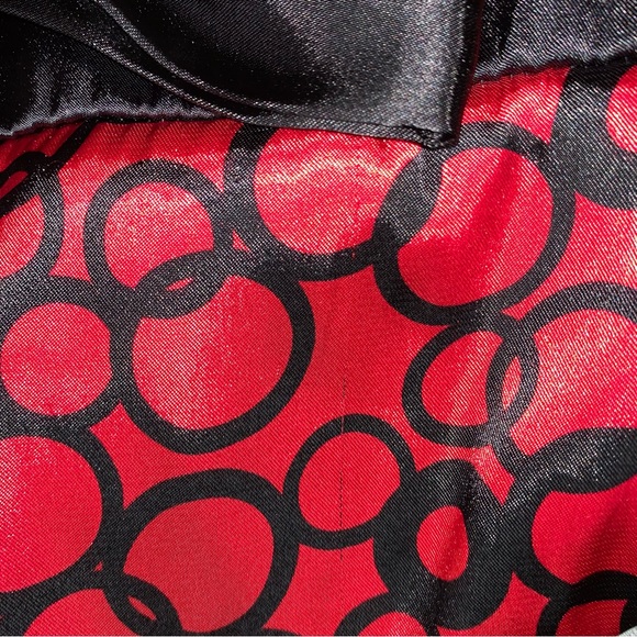 Red Black Girls’ Satin Dress Circle Pattern 6-7 Summer Sundress Bow - Picture 9 of 11